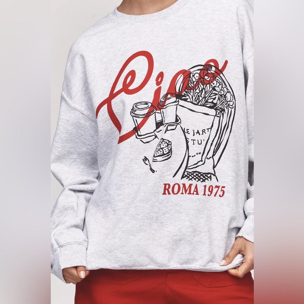 Anthropologie Ciao Roma Graphic Sweatshirt Size Large